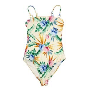 Tropical Floral One-Piece Swimsuit  Adjustable Straps By Shade  Shore Size S